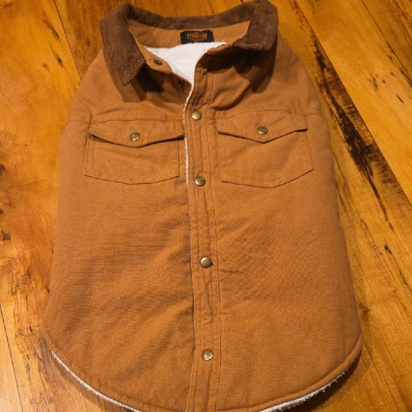Dog Tan Shirt Jacket with Corduroy Collar - Picture 1 of 7